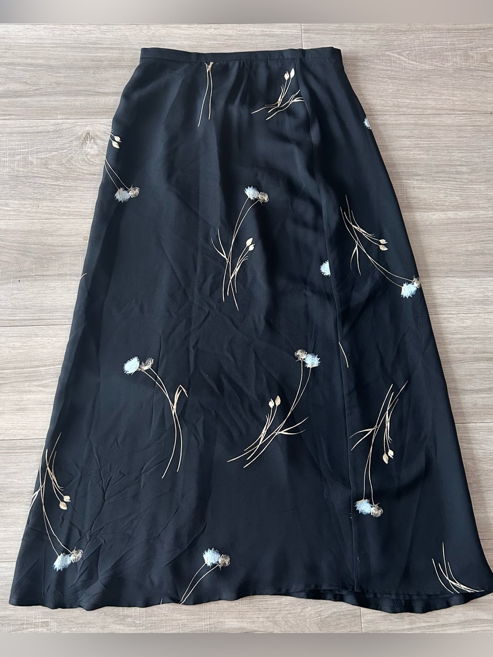 Liz Claiborne Black Floral A-Line Midi Skirt